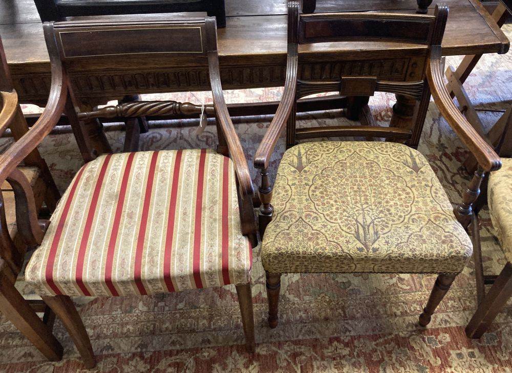 Four Georgian armchairs and a pair of standard chairs